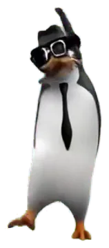 Pingu throwing a flipper in the air
